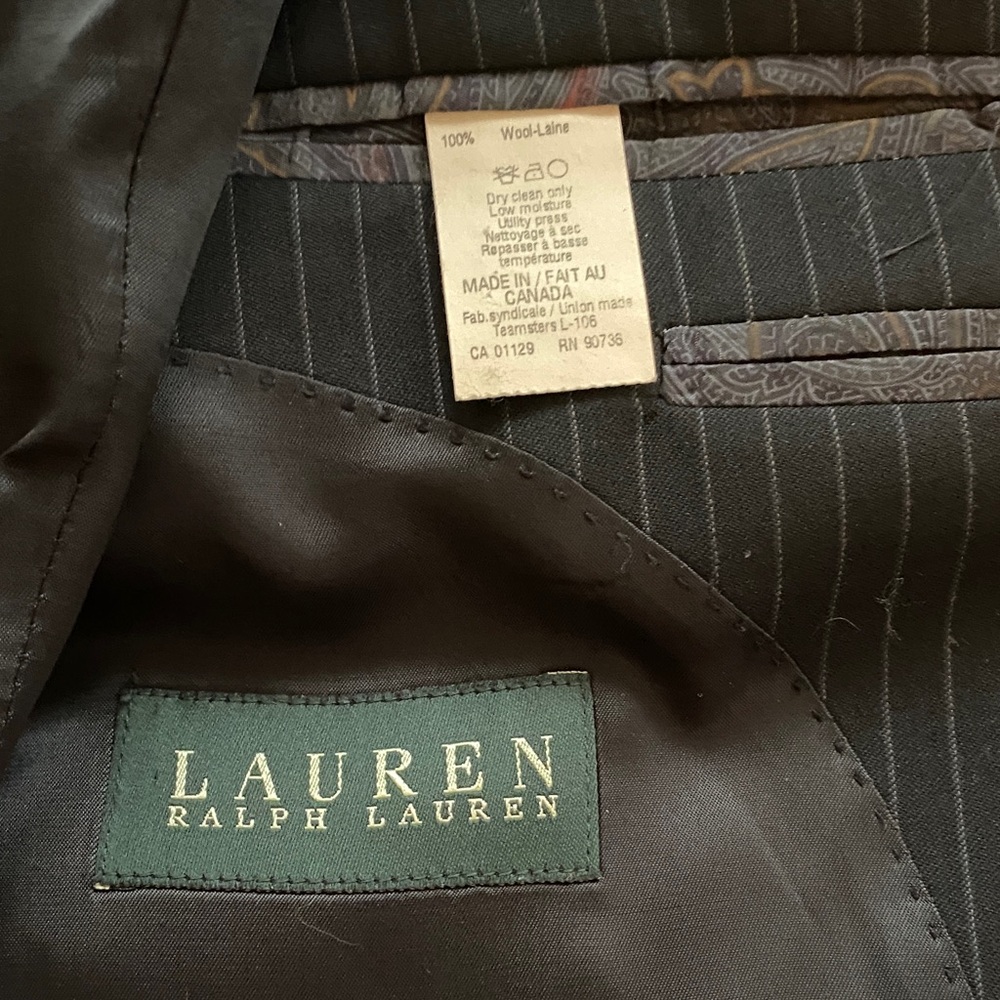 Lauren Ralph Lauren Charcoal Pinstripe Men's Suit Jacket - Picture 1 of 4
